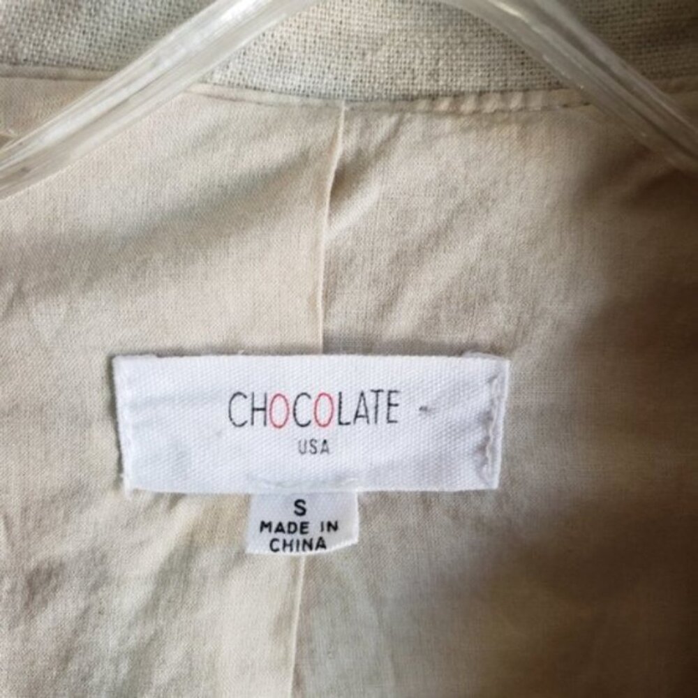 Chocolate USA Linen/Rayon Lagenlook Summer Blazer Jacket in Ivory size S - Picture 5 of 14